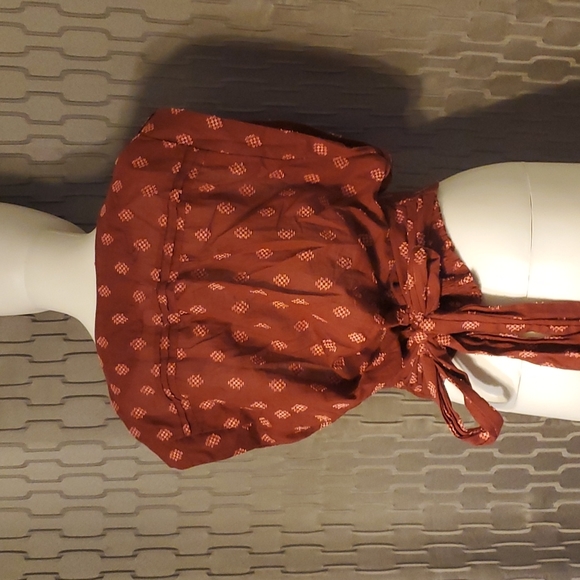 Anthropologie burgundy and pink blouse, M, ties in back - Picture 5 of 6